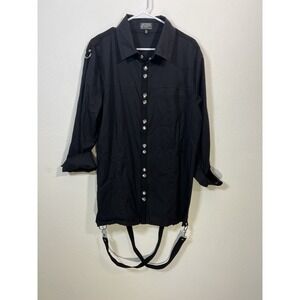 Vintage Lip Service Men's Shirt Straps Harness Skull Snap XXL Goth Punk Metal